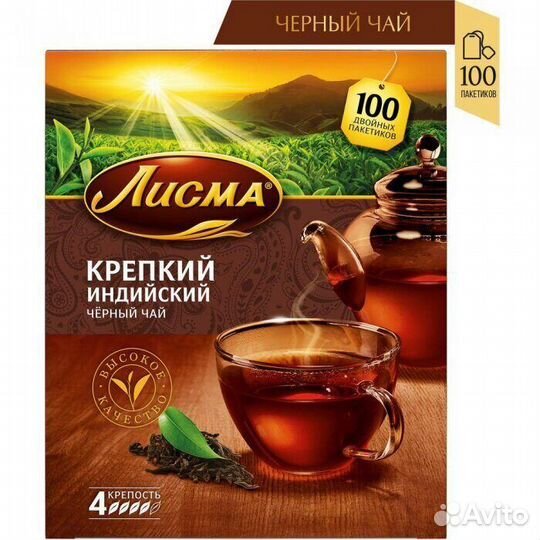 Чай Лисма Крепкий Чёрный 100пакетиков