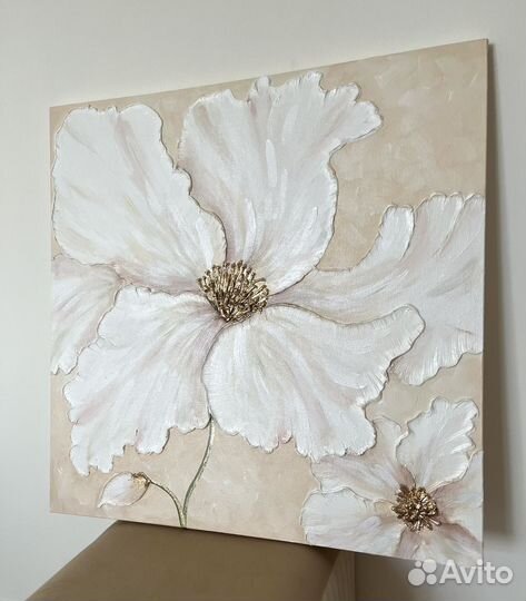 Большая картина с объемными цветами