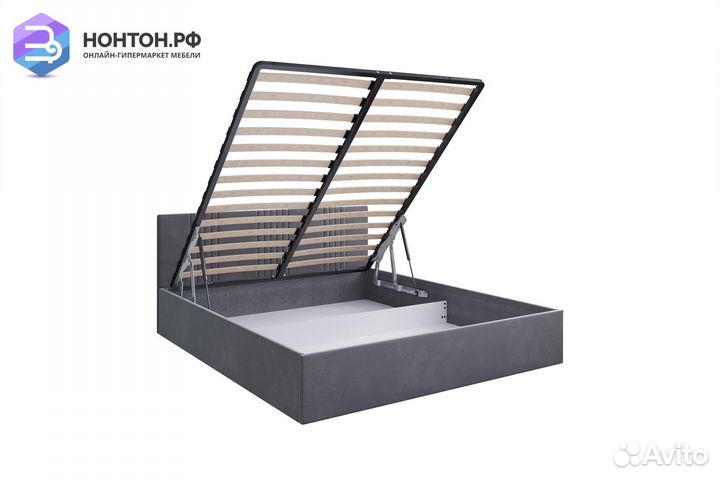 Кровать Амелия велюр серый