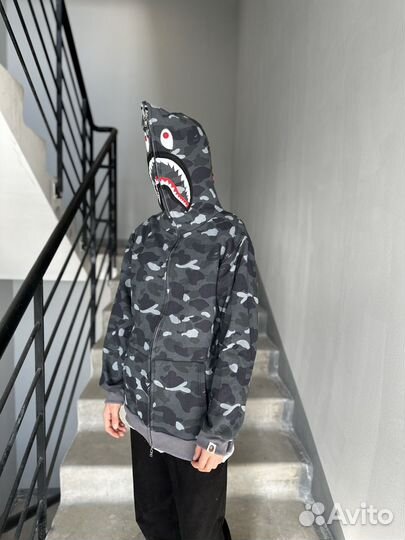 Толстовка, худи спортивная серая A Bathing Ape