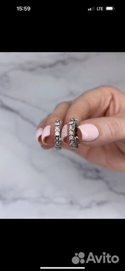 Серьги серебряные с бриллиантами