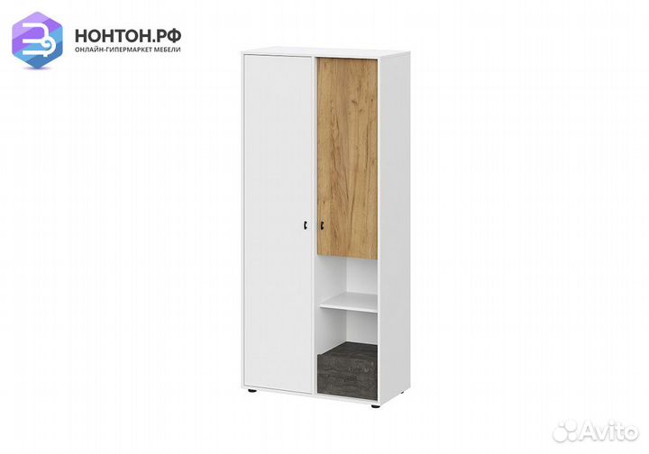 Шкаф 2-х створчатый комбинированный Анри белый тек