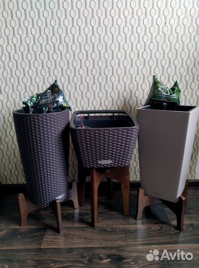 Кашпо Lechuza Cubico 22, Cilindro 23 и Bacino 30