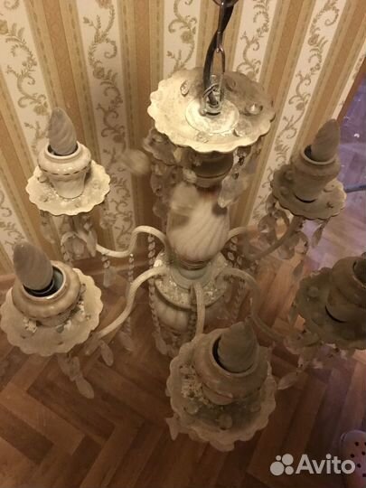 Люстра потолочная фарфор стекло б/у