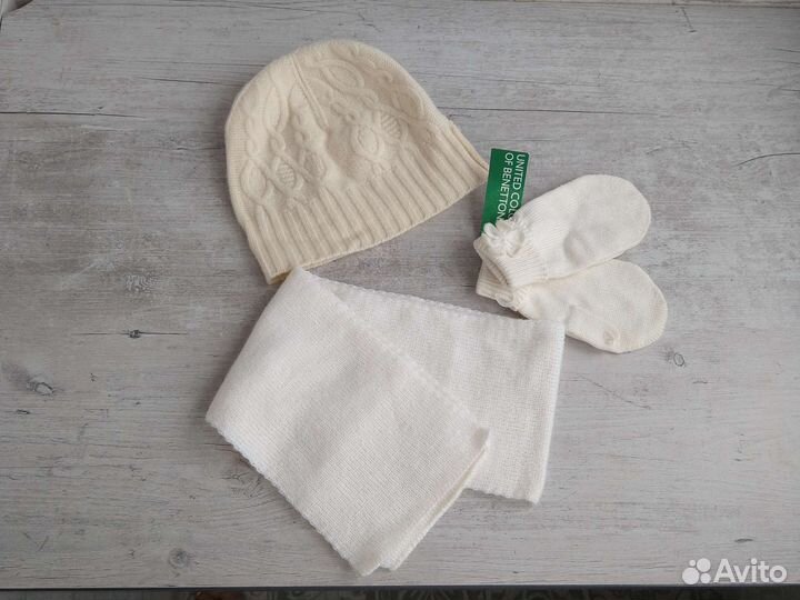 Демисезонные шапка, варежки, шарф для девочки 2-4г