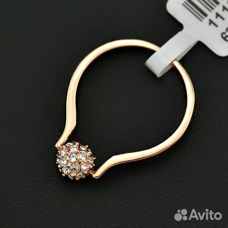 Кольцо 18 р-р, позолота, кристаллы, новое