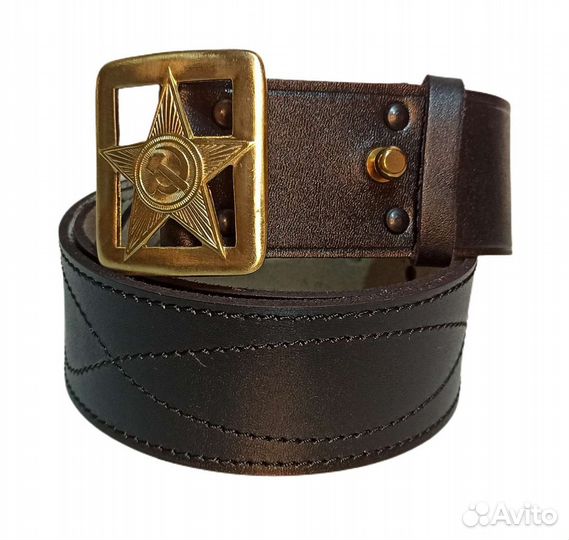 Ремень кожаный генеральский латунная пряжка