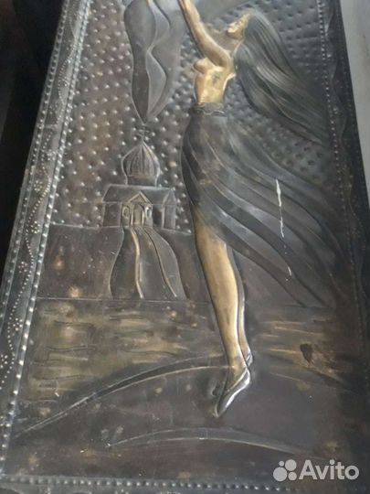 Подсвечник-чеканка СССР латунь 70-е годы