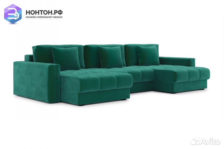 Диван п-образный тик-так Монарх М1О2 изумрудный