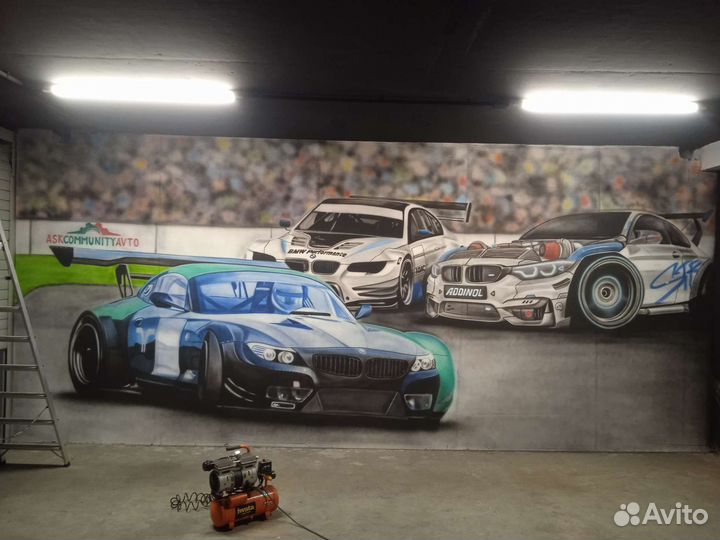 Роспись стен, граффити, рисунок на стене, художник