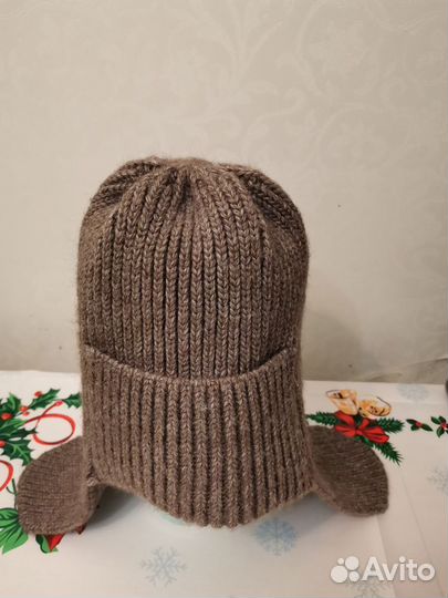 Шапка ушанка женская вязаная