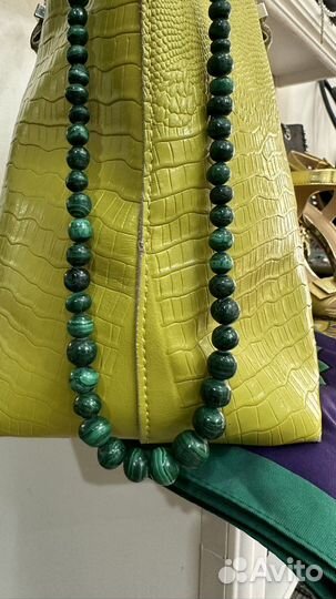 Бусы зеленые из натурального малахита