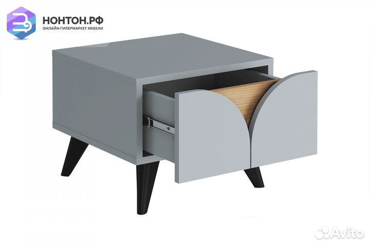 Тумба прикроватная Монро шиншилла серая / дуб краф