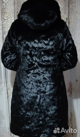 Шуба из эко меха с капюшоном