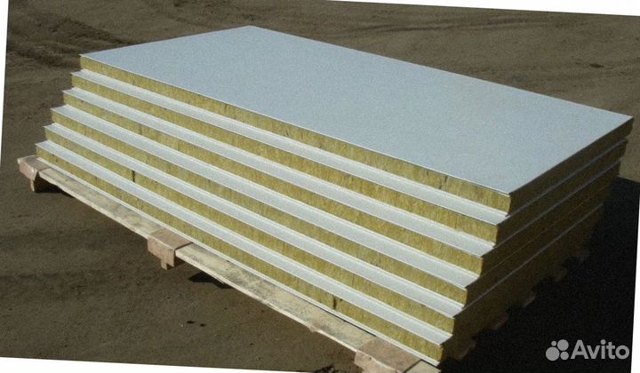 Сэндвич панели стеновые из минерал. ваты от 200 м2