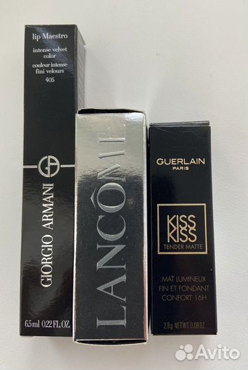 Набор помад Giorgio armani, Guerlain, Lancome