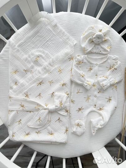 Муслиновый комплект на выписку Evafoxy