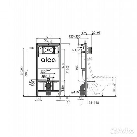 Инсталляция для унитаза Alcaplast AM101/1120-4:1 R