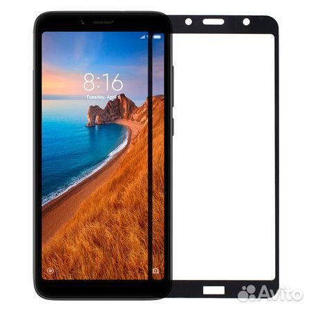 Защитное стекло для Xiaomi Redmi 7a П/П черное
