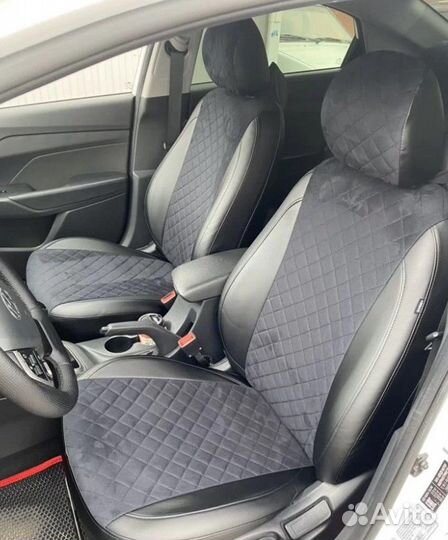 Чехлы Hyundai Solaris 1 Алькантара ромб