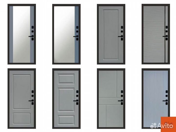 Дверь с зеркалом Ривьера из стали