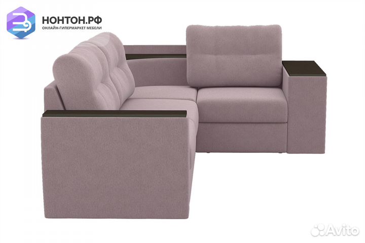 Диван угловой дельфин с полкой знд светло-розовый