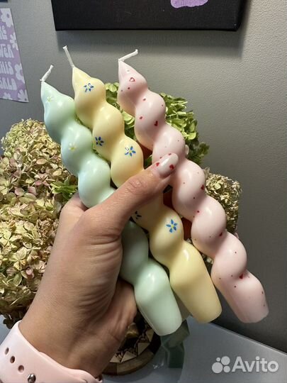 Соевые свечи ручной работы витые столовые