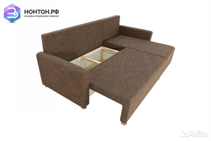 Диван угловой еврокнижка Челси коричневый