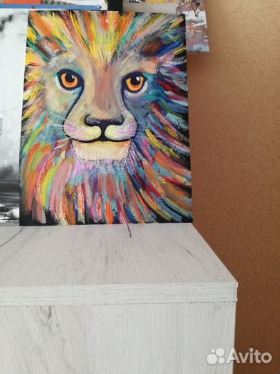 Картина Лев поп-арт