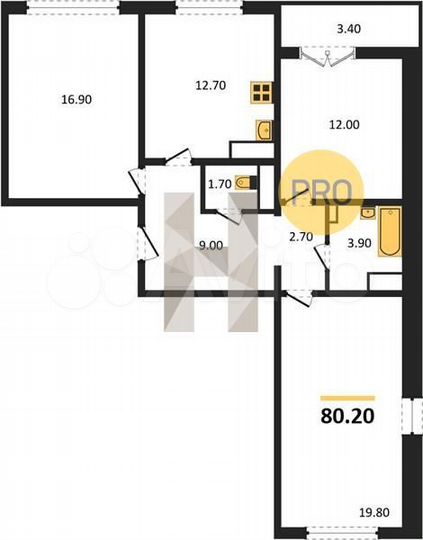 3-к. квартира, 80,2 м², 15/17 эт.