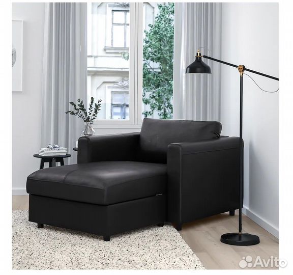 Козетка кресло с местом хранения кожа Икеа Вимле