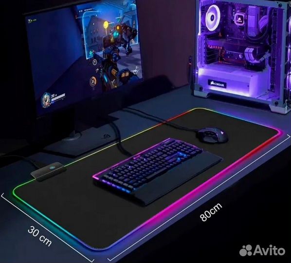 Большой игровой коврик для мыши в ассортименте RGB