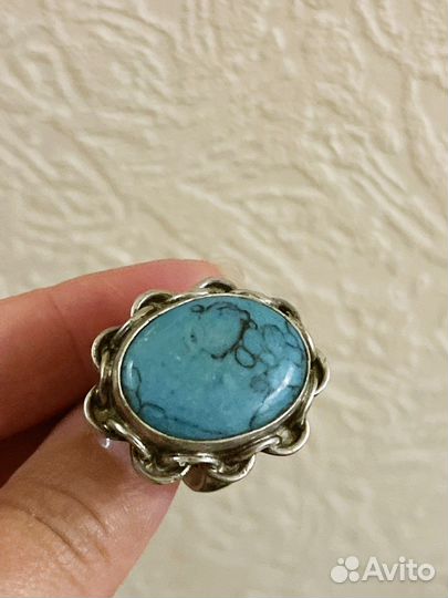 Серебряное перстень с природной бирюзой