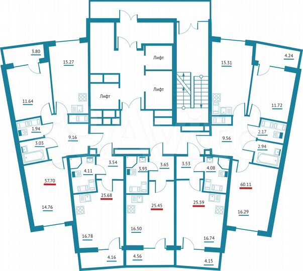 2-к. квартира, 60,1 м², 18/22 эт.