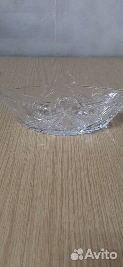 Конфетница ладья, хрусталь