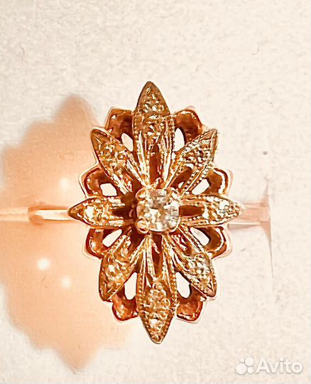 Маркиза с бриллиантами,золотое кольцо