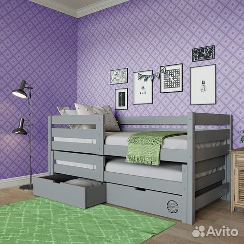 Кроватка с доп. местом из массива матрешка для мал