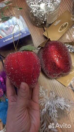 Ёлочные игрушки стекло+пластик+декор/бабочки/снежи