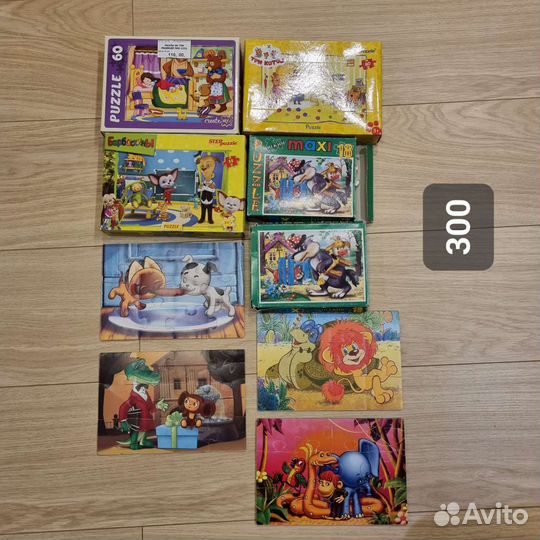 Пазлы, машинки, кубики, робот на пульте