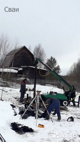 Свайный фундамент, монтаж винтовых свай