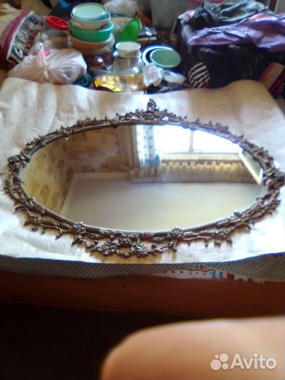 Зеркало настенное большое в натур.бронзовом багете