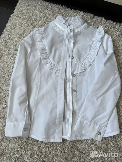 Блузка белая Турция для девочки 128