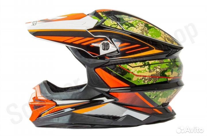 Шлем кроссовый hizer J6803 #5 (L) black/green/oran