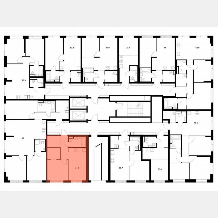 1-к. квартира, 41,9 м², 3/16 эт.