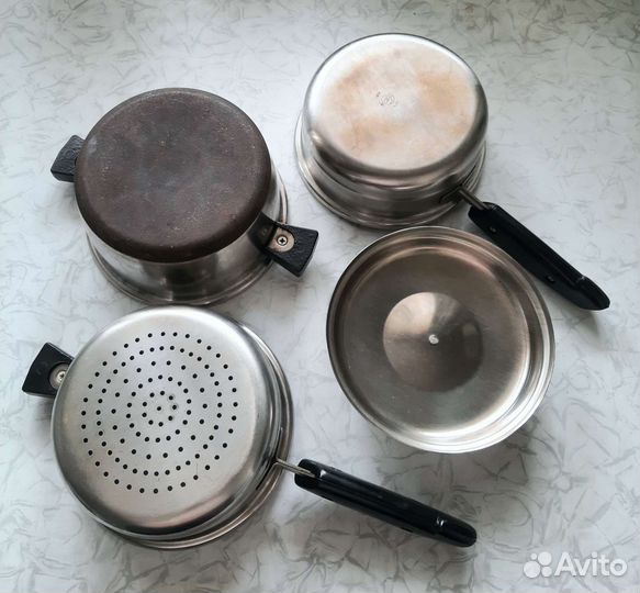 Набор кастрюль 3 в 1 из нержавеющей стали СССР