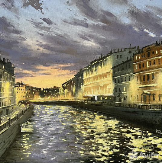 Картина маслом огни Петербурга