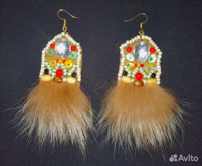 Серьги из меха Лисы
