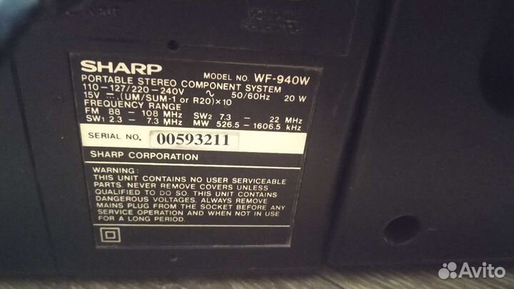 Магнитола Sharp-WF-940W Япония, отличный звук