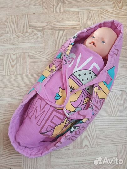 Кукла с закрывающимися глазами, переноска, манеж