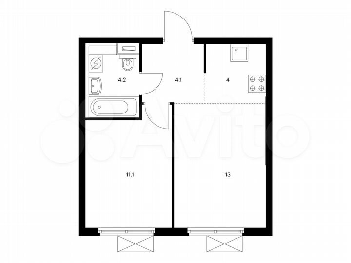 2-к. квартира, 36,4 м², 16/25 эт.